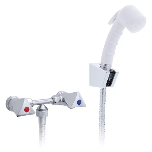 Ambassador Marine – Trinidad- 2H External Shower Mixer Small Arctic White Sprayer, 6' Stainless Steel Marine Hose, Chrome/Arctic White – 134-0207-Ca 1