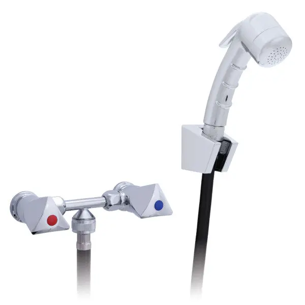 Ambassador Marine – Trinidad- 2H External Shower Mixer Small Chrome Sprayer, 6' White Rubber Marine Hose, Chrome – 134-0214-Cp 1