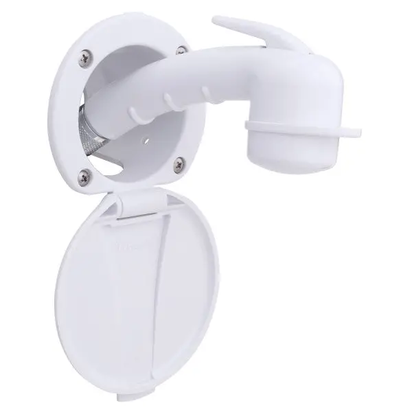Ambassador Marine – Recessed Marine Shower- Arctic White Cup & Lid, Small Arctic White Sprayer, 6' White Rubber Marine Hose – 136-0000-Aw-R 1