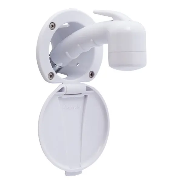 Ambassador Marine – Recessed Marine Shower- Arctic White Cup & Lid, Small Arctic White Sprayer No Hook, 6' White Rubber Marine Hose – 136-0006-Aw-R 1