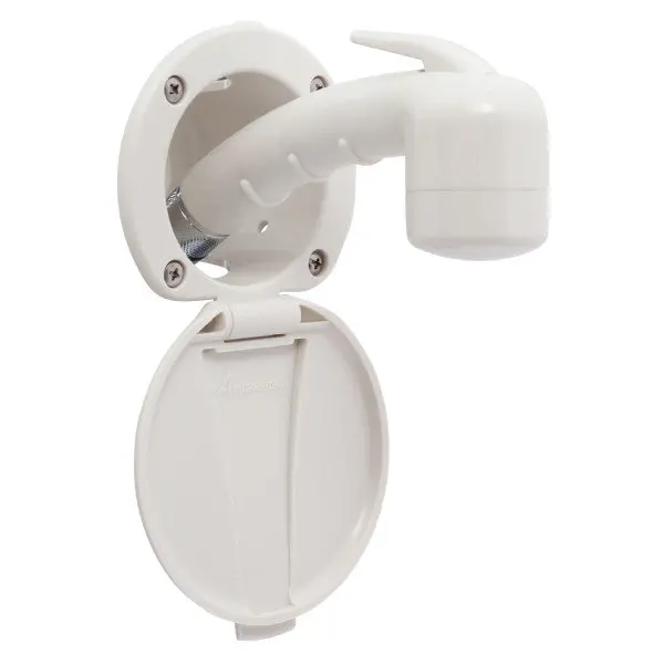 Ambassador Marine – Recessed Marine Shower- Warm White Cup & Lid, Small Warm White Sprayer No Hook, 6' White Rubber Marine Hose – 136-0006-Wh-R 1