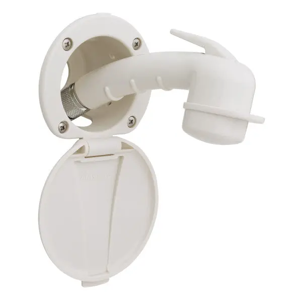 Ambassador Marine – Recessed Marine Shower- Warm White Cup & Lid, Small Warm White Sprayer, 6' Stainless Steel Marine Hose – 136-0008-Wh-R 1