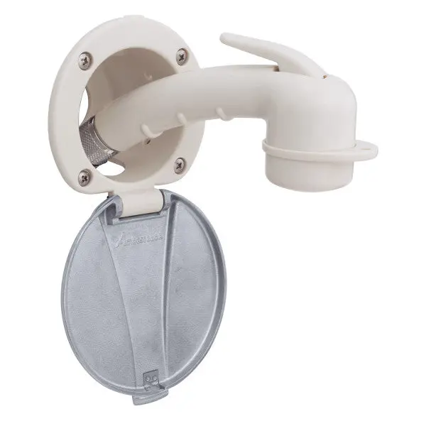 Ambassador Marine – Recessed Marine Shower- Warm White Cup With Stainless Steel Lid, Small Warm White Sprayer, 6' Stainless Steel Marine Hose – 136-0048-Wh-R 1
