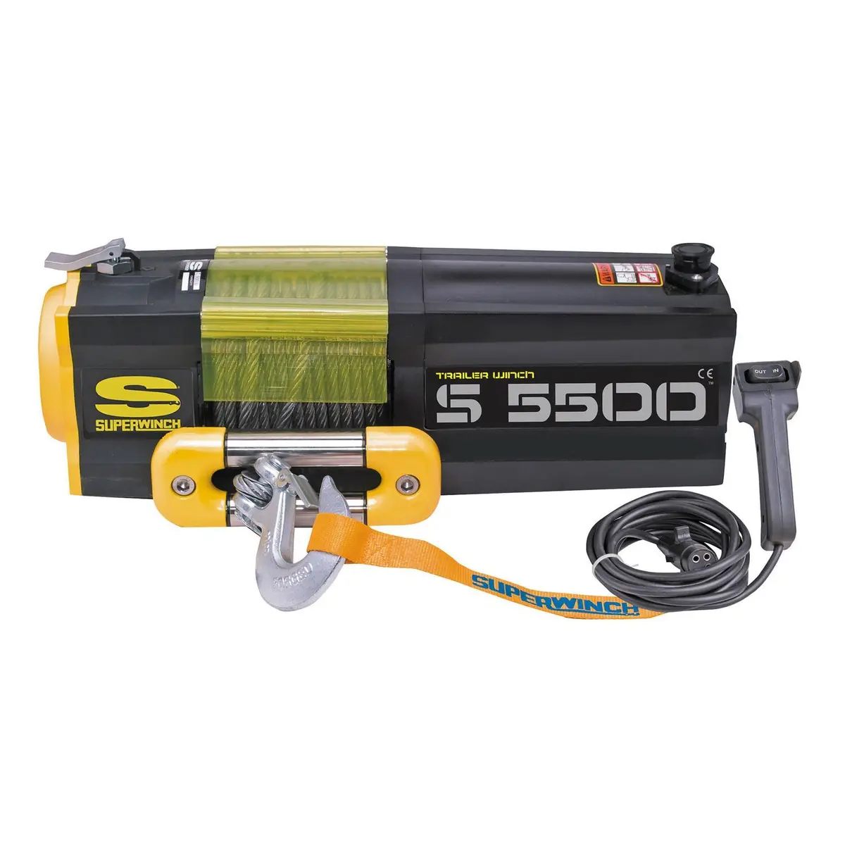 S5500 5500Lb 12V Dc Trailer Winch With Steel Wire Rope Yellow - 1455200 1