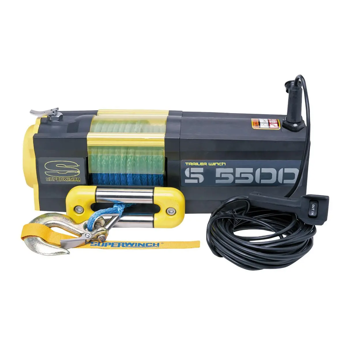S5500sr 5500Lb 12V Dc Trailer Winch With Synthetic Rope Yellow - 1455201 1