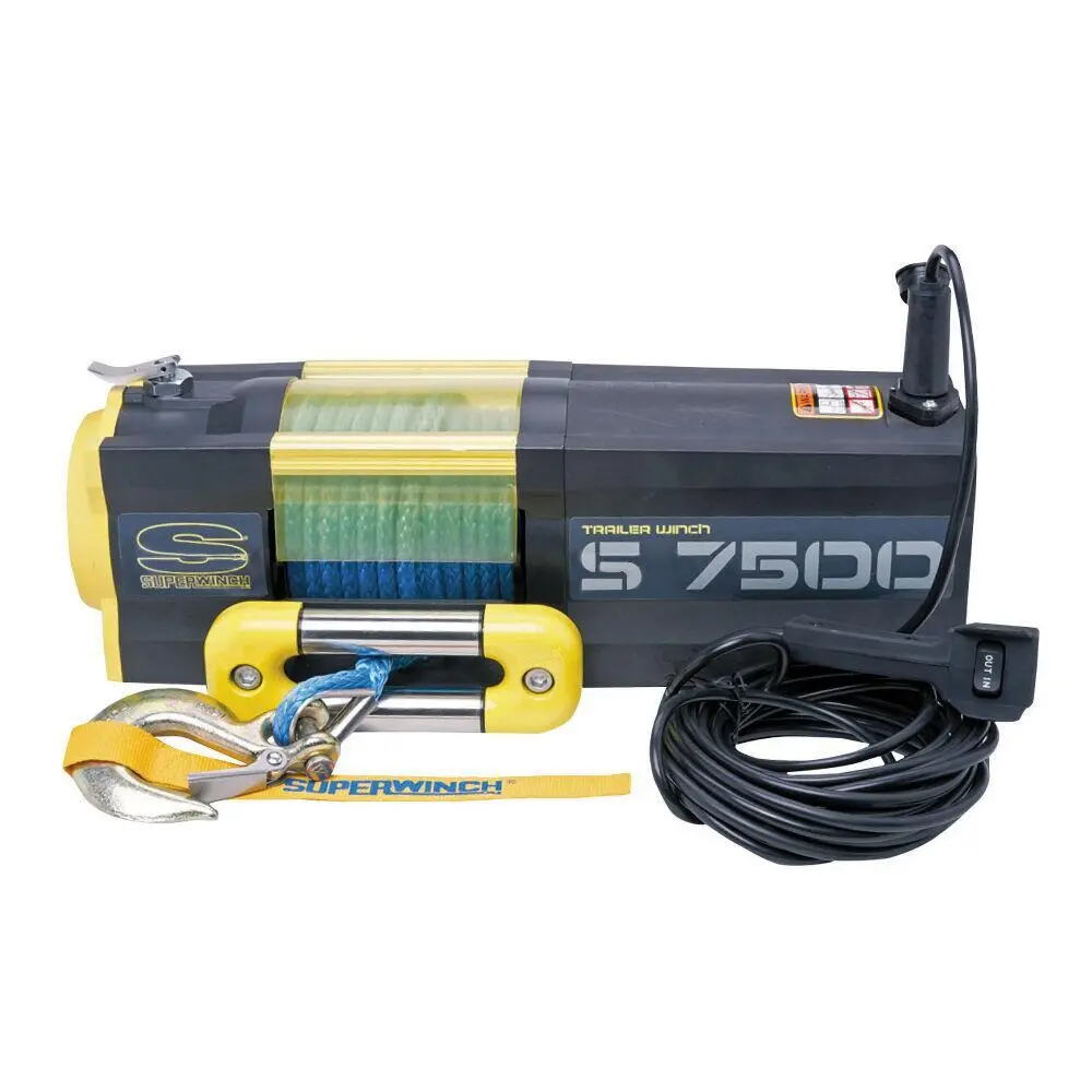 S7500sr 7500Lb 12V Dc Trailer Winch With Synthetic Rope Yellow - 1475201 1