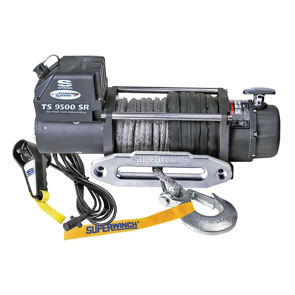 Tiger Shark 9500Sr 9500Lb 12V Dc Winch With Synthetic Rope Black - 1595201 1