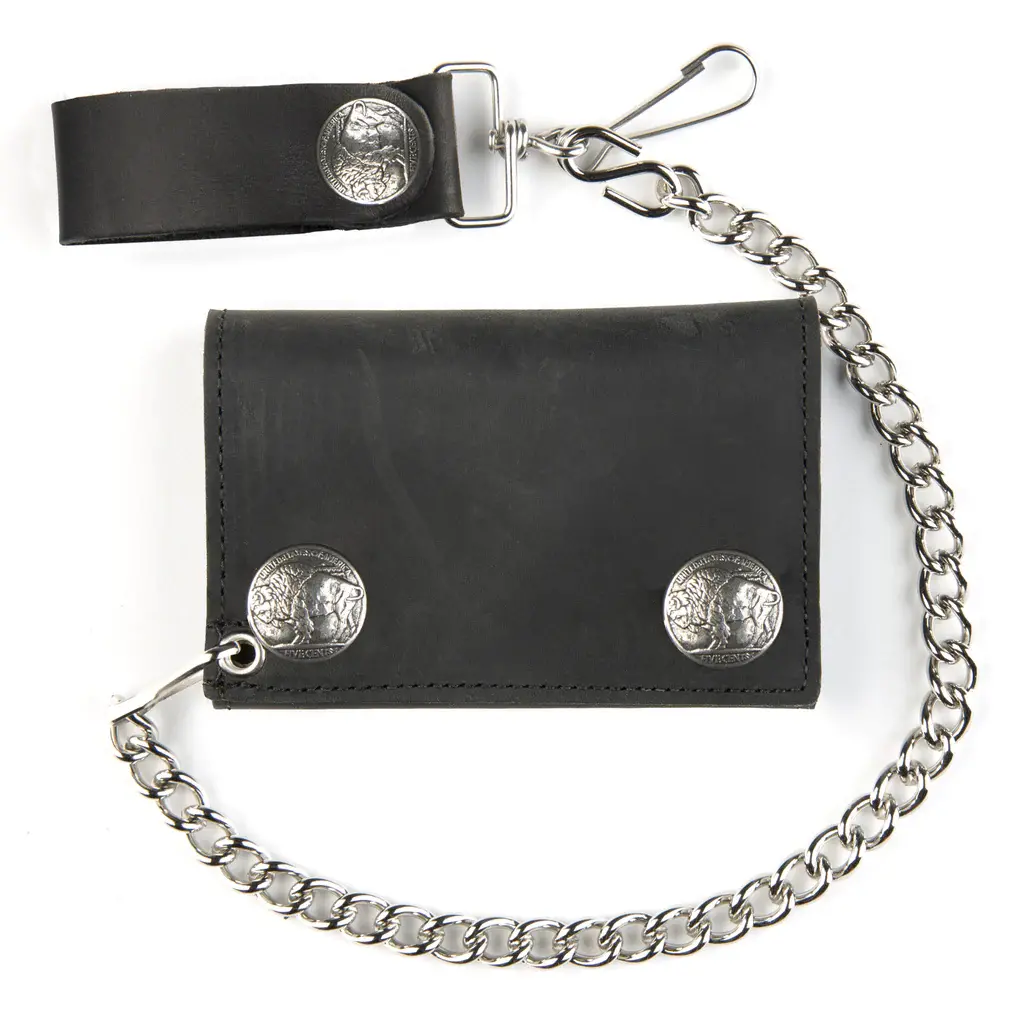 Usa-Made Tri-Fold Wallet With Buffalo Snaps 1