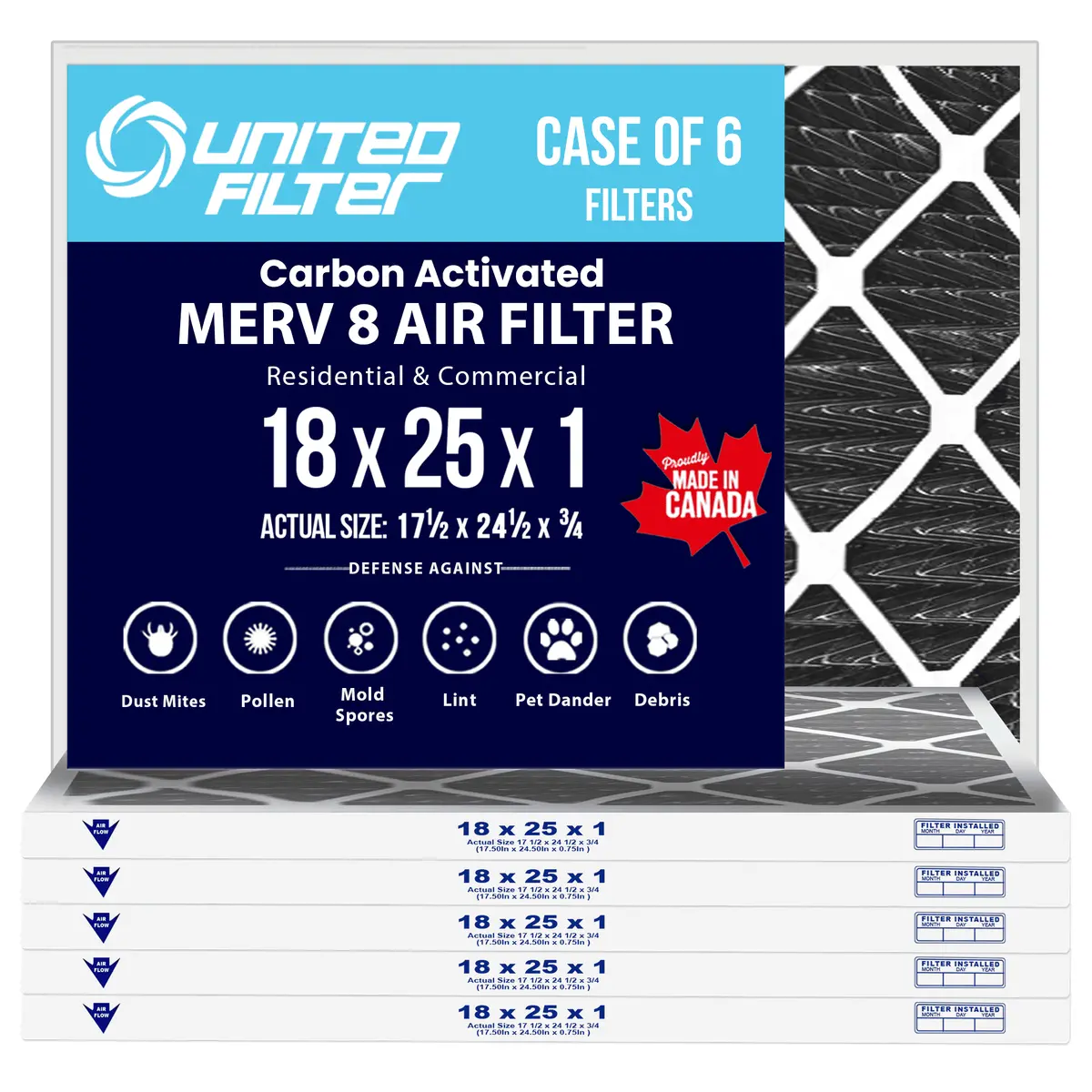 18X25x1 Carbon Pleated Filter 1