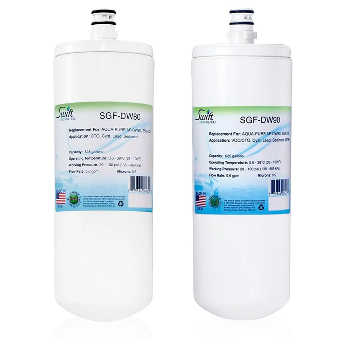 Sgf-Dw80 & Sgf-Dw90 (Set Of 2) Compatible Filter For Aqua-Pure Ap-Dw80 1