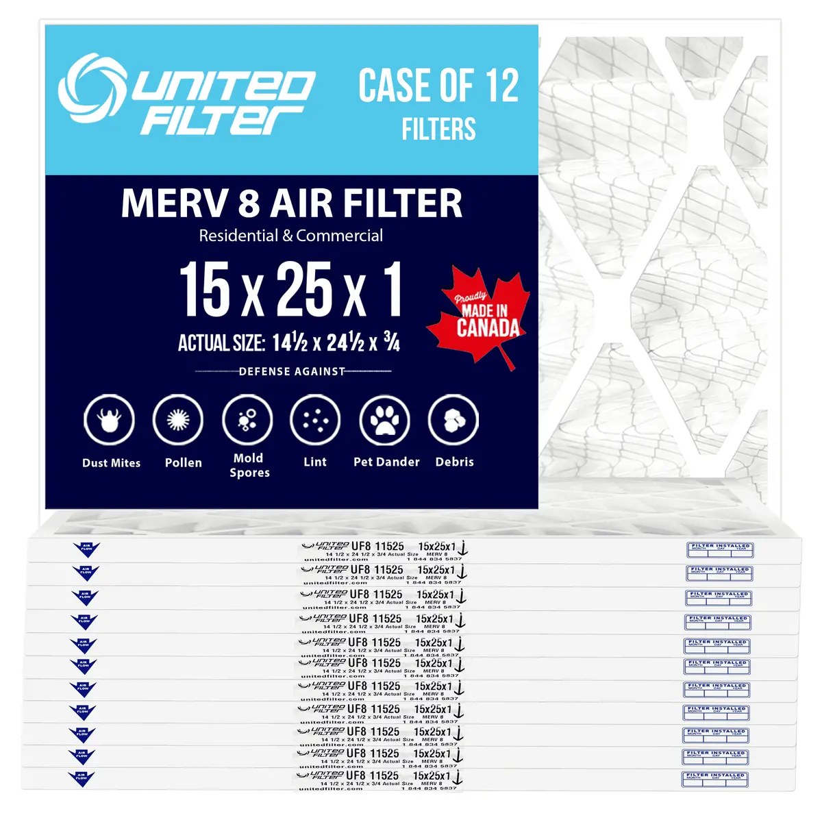 15X25x1 Merv 8 - 12 Pack 1