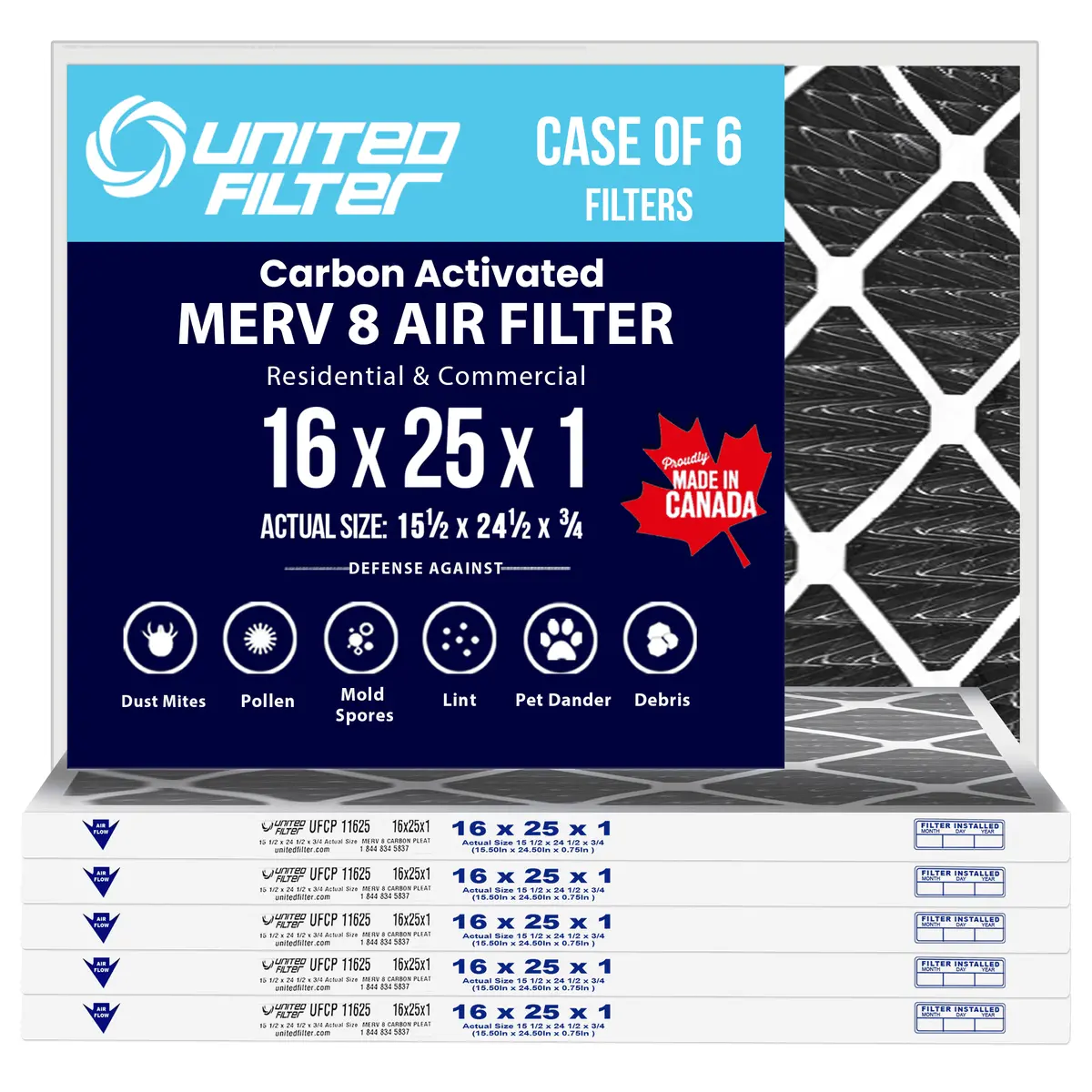 16X25x1 Carbon Pleated Filter 1