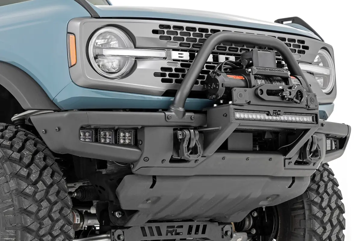 Rough Country High Winch Mount All Models 12000S 20 Inch Black Single Row Led - 2021+ Ford Bronco - 51098 1