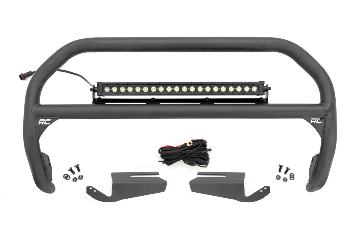 Rough Country Nudge Bar 20 Inch Blk Drl Single Row Led Oe Modular Steel - Ford Bronco 2021+ - 51102 1