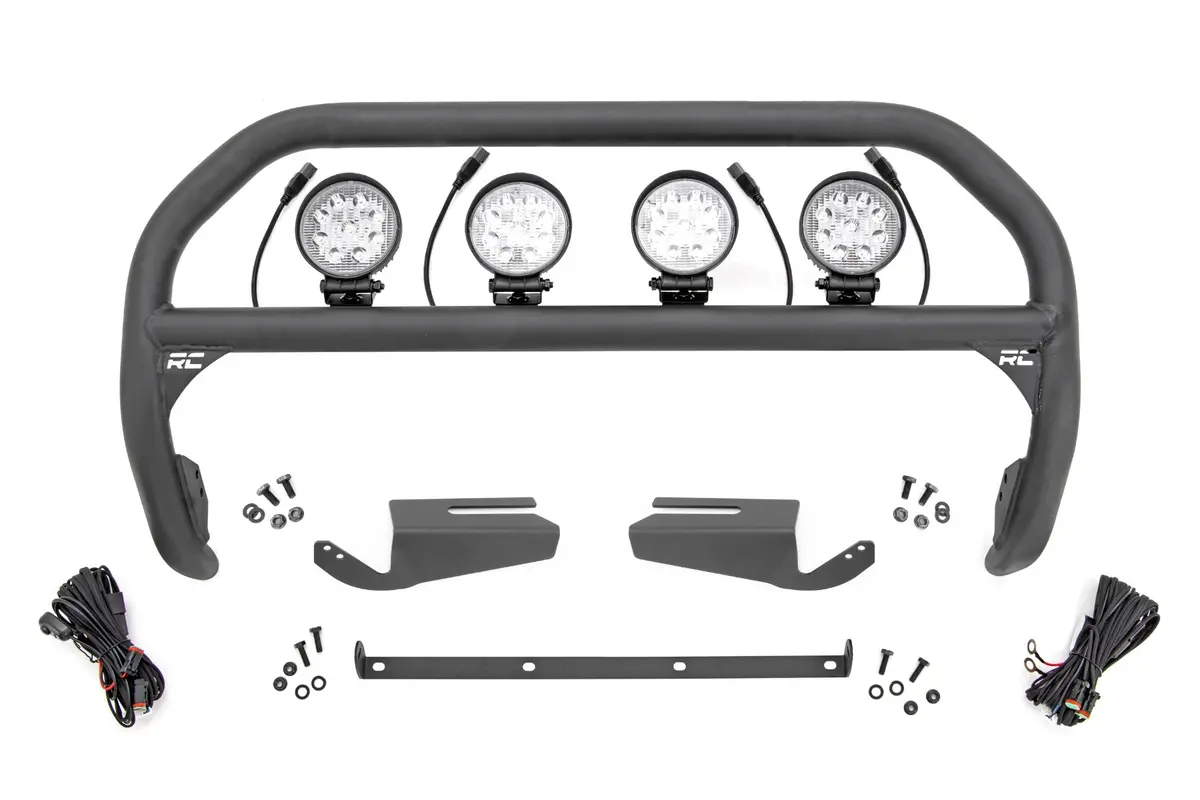 Rough Country Nudge Bar 4 Inch Round Led (X4) Oe Modular Steel Ford Bronco 2021+ - 51104 1