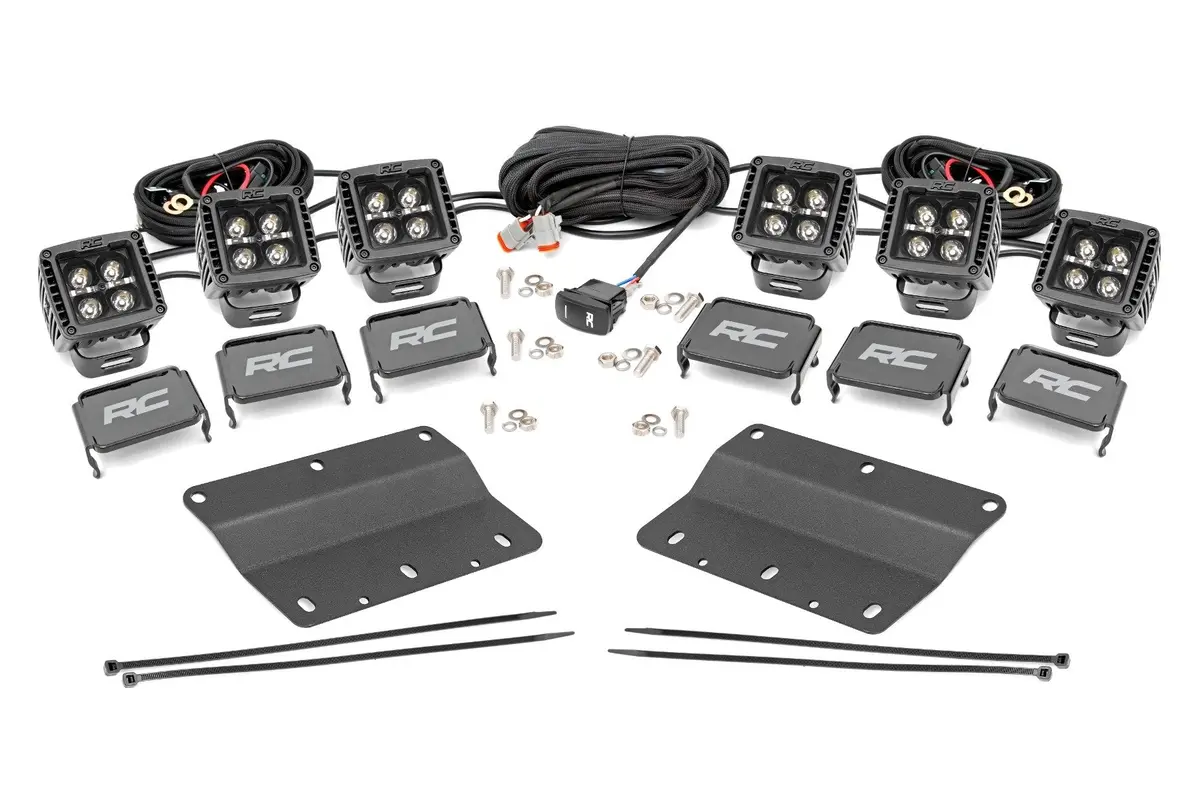 Rough Country Led Light Kit Fog Mount Triple 2" Black Pair White Drl Ford Bronco 2021+ - 51087 1