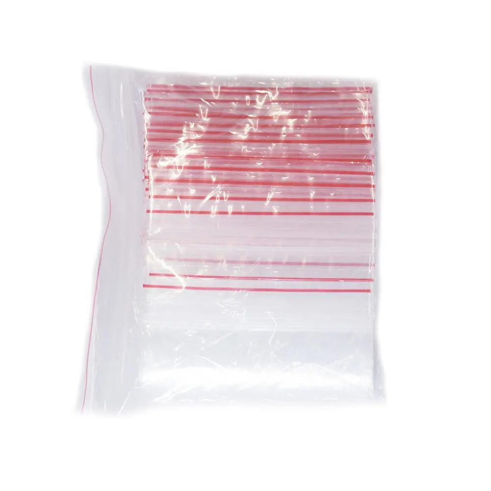 Plastic Bag Zip 3" X 4" (75Mmx100mm) Red Stripe P/S Bag (100) 1