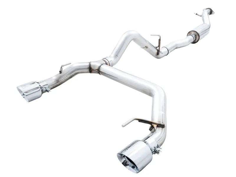 Awe Tuning 0Fg Dual Rear Exit Exhaust W/Chrome Silver Tips & Bash Guard - 2021+ Ford Bronco - Awe3015-32456 1