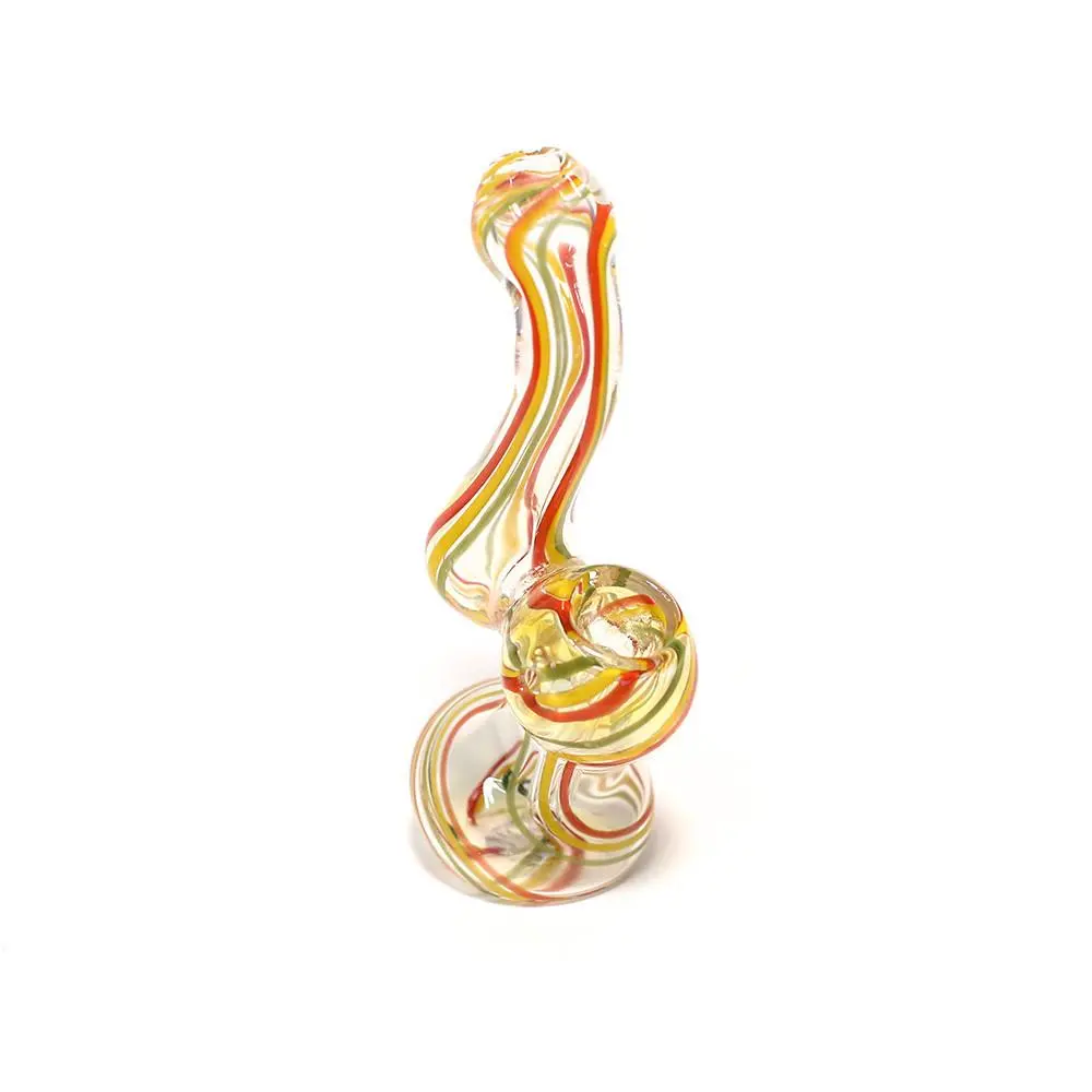 Glass Bubbler - Red, Yellow & Green Stripes 1