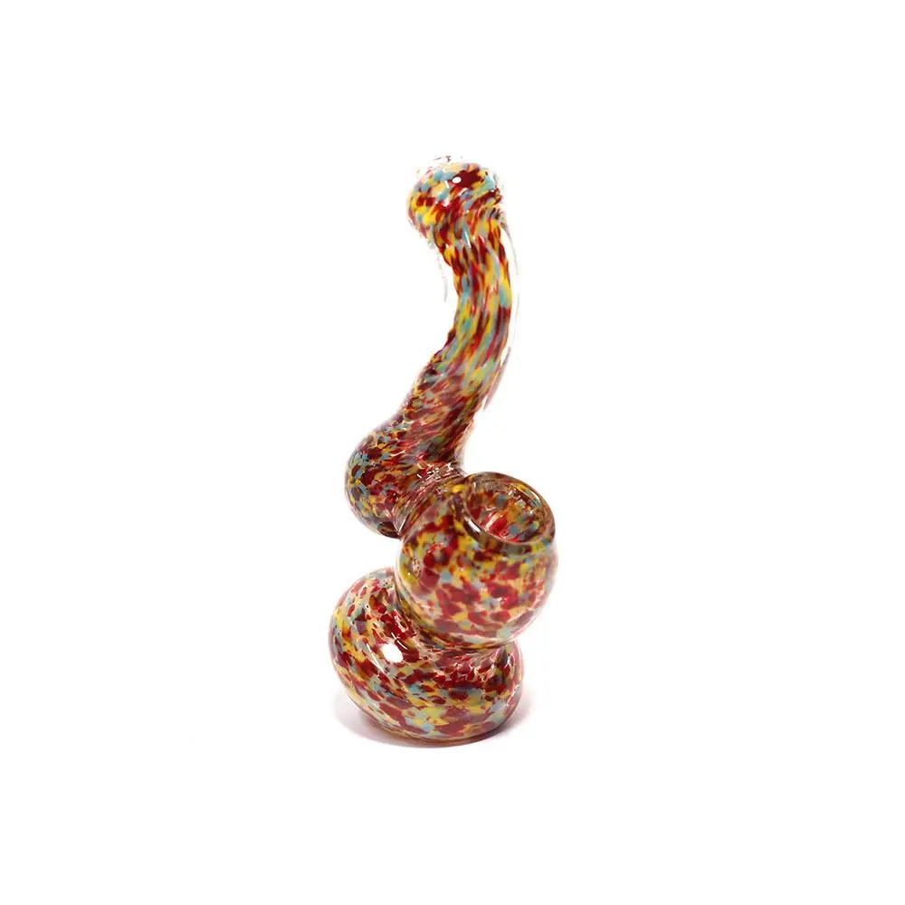 The Sucker Glass Bubbler (Speckled Maroon| Yellow & Blue) 1