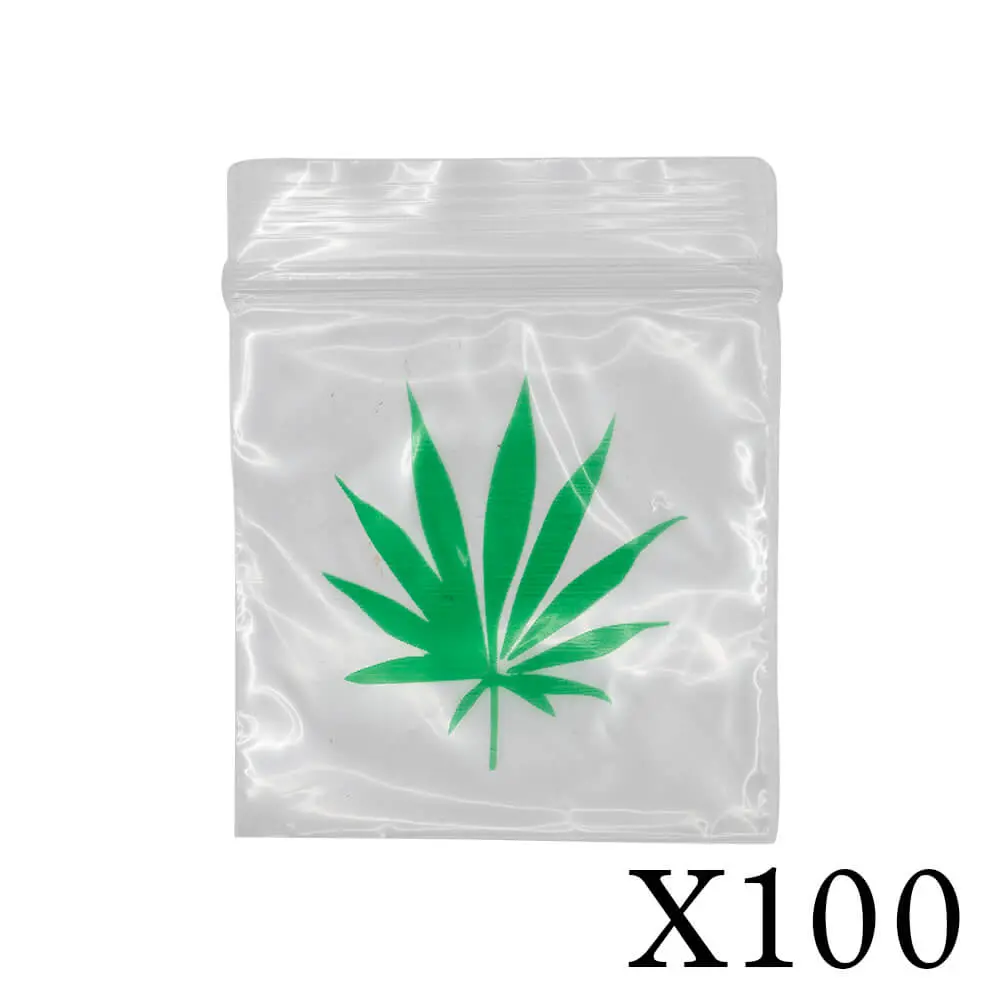 Weed Leaf Zip Lock Baggie - 100 Pack 1