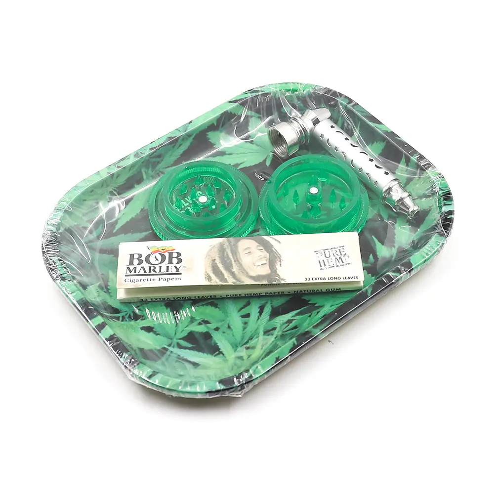 Rolling Tray Pack - Green (Tray, Grinder, Pipe, Papers, Screens) 2