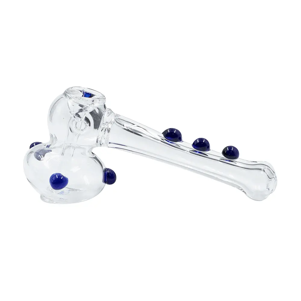 Glass Hammer Bong - Clear With Blue Dots 1