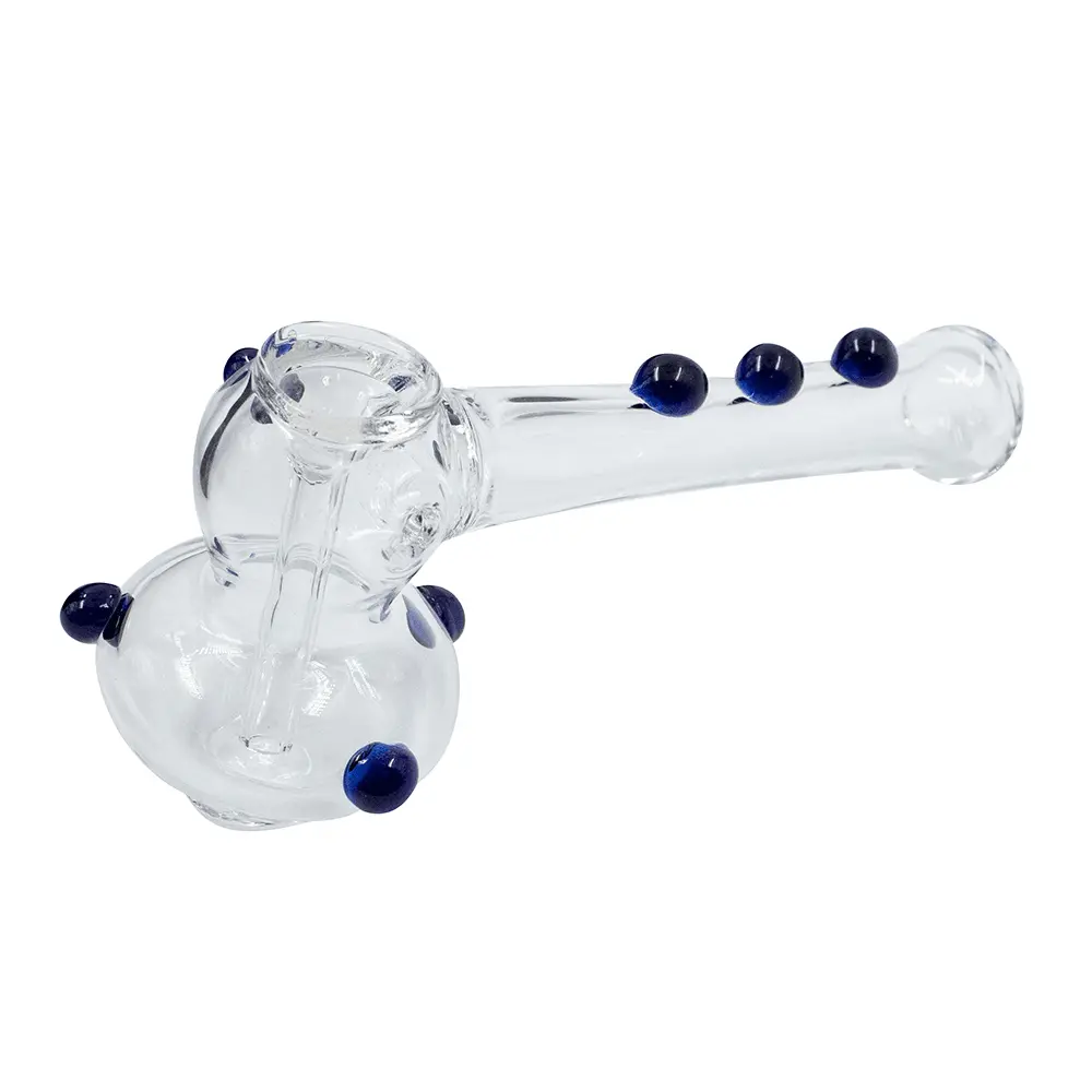 Glass Hammer Bong - Clear With Blue Dots 2
