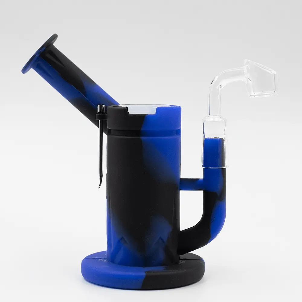 Steel Dab Silicone Bong - Black/Blue 1