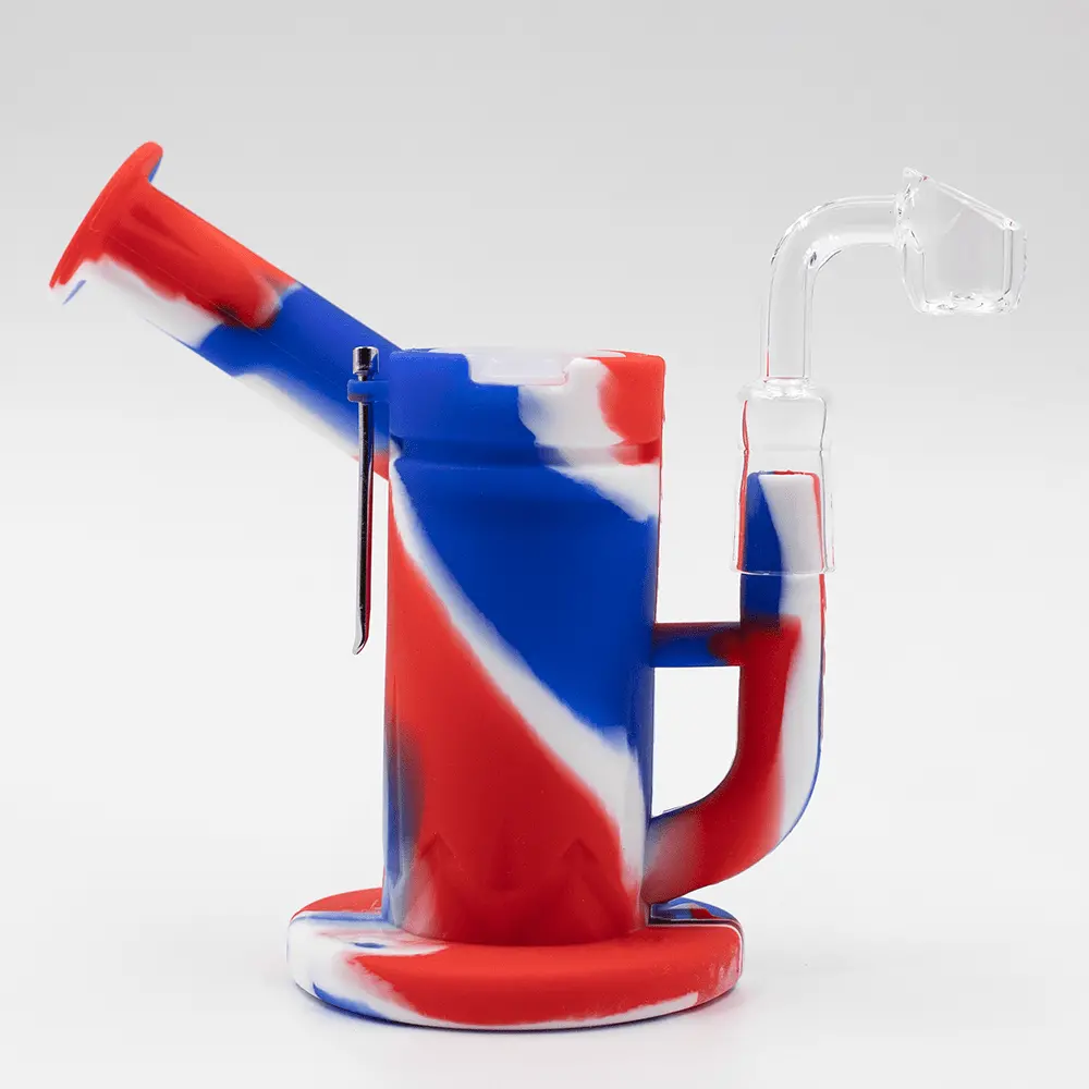 Steel Dab Silicone Bong - Red/Blue/White 1