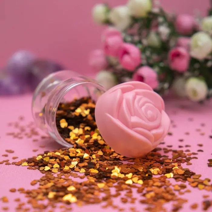 Rose Plastic Clear Container - Pink 1