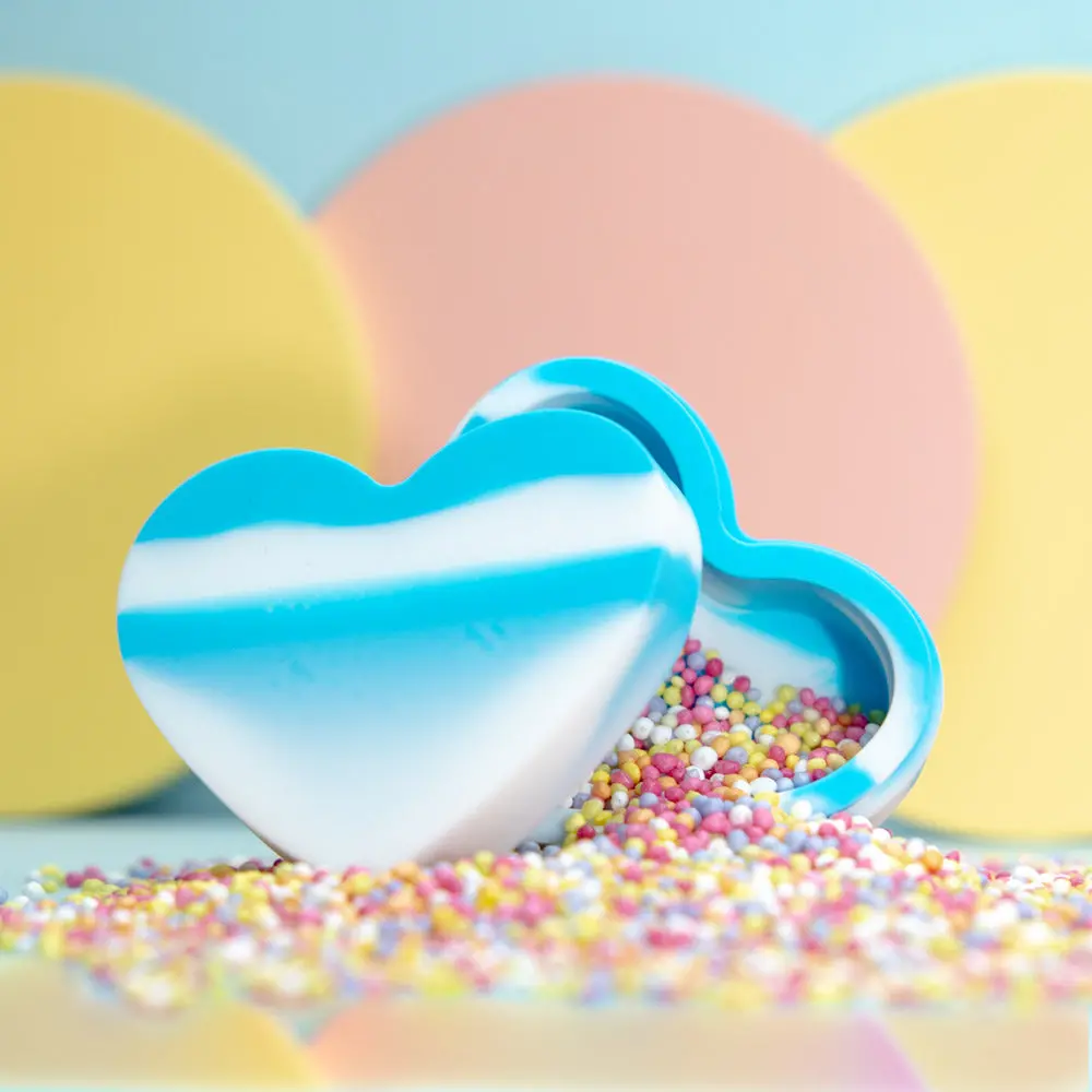 Heart Shaped Silicone Trinket Box - Blue & White 1