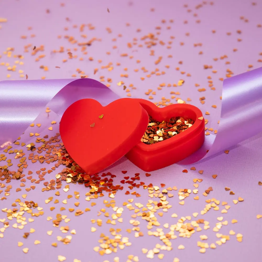 Heart Shaped Silicone Trinket Box - Red 1