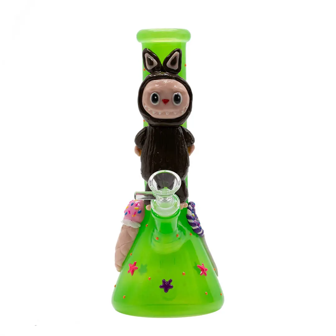 Green Bong With Brown Lafufu - Glass Bong 1