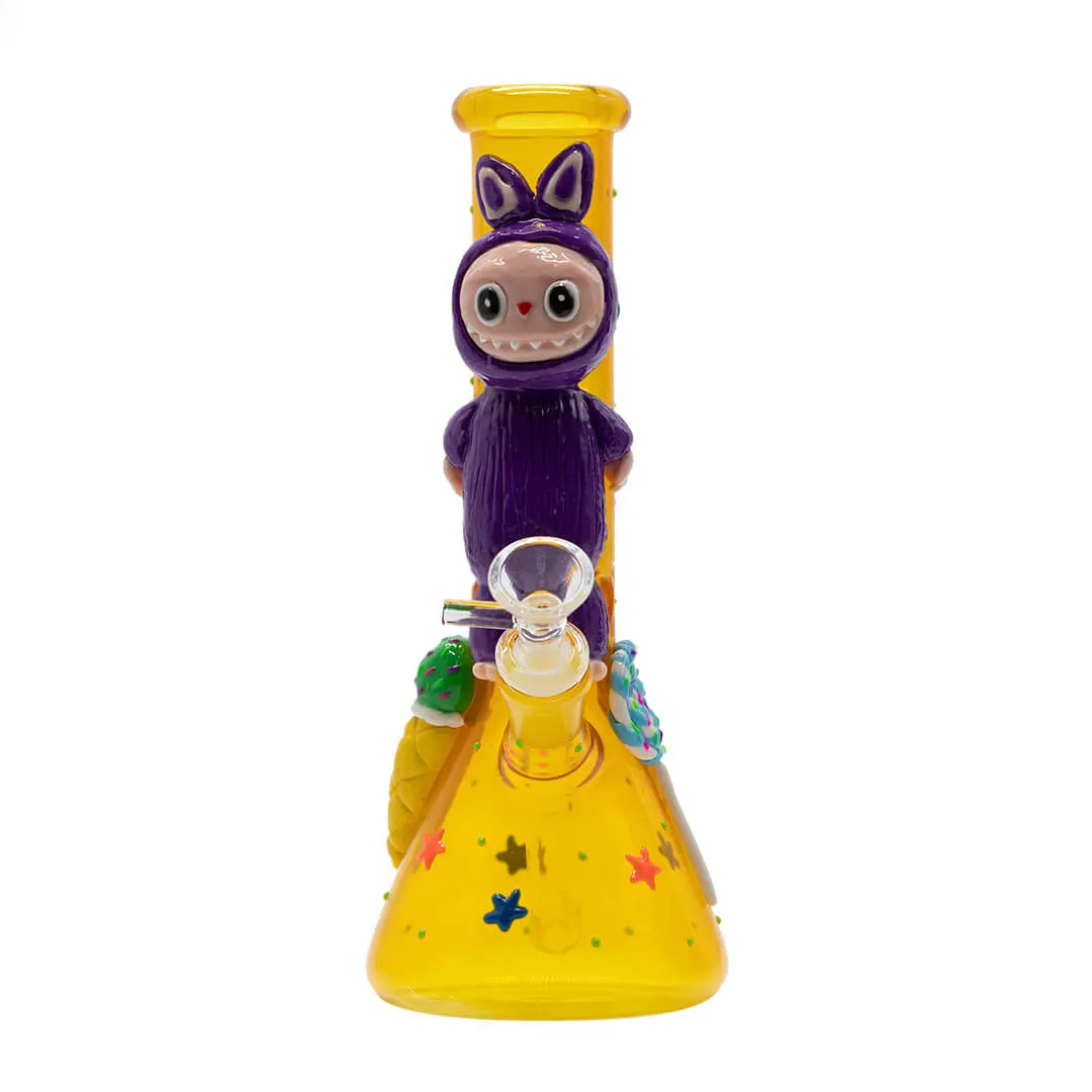 Orange Bong With Purple Lafufu - Glass Bong 1
