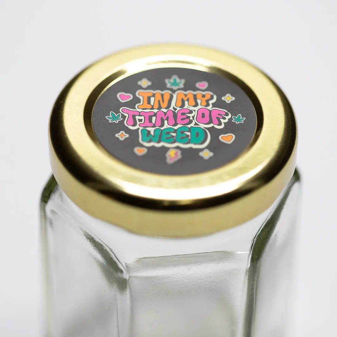 Glass Stash Jar Hexagon In My Time Of Weed - 50Ml 1