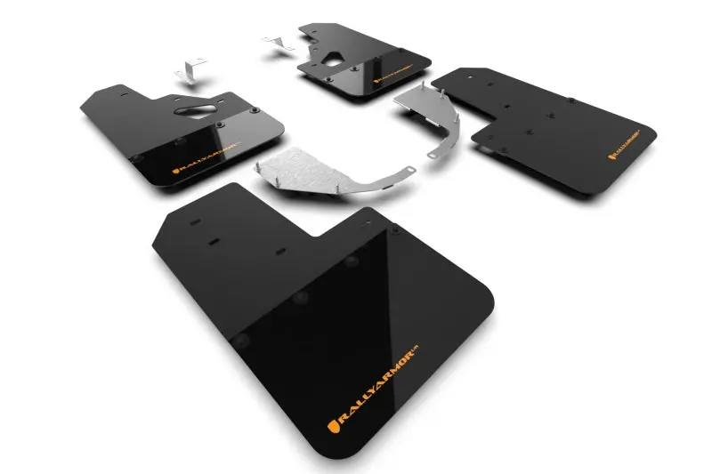 Rally Armor Blk Mud Flap W/Cy Orange Logo -2021+ Ford Bronco - Ralmf85-Rr-St-Cor 1