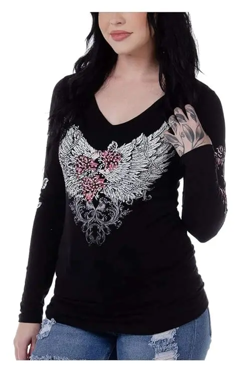 Women's Barbed Wire And Roses Long Sleeve 1