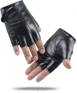 Perforated Leather Fingerless Gloves 1
