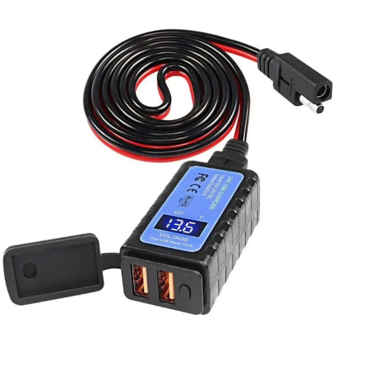 Sae To Dual Usb Adapter With Voltage Meter 1