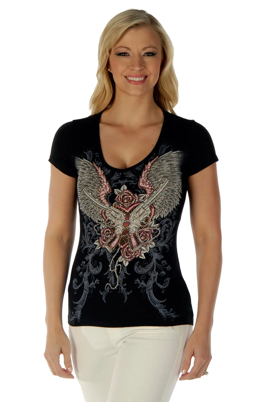 Ladies Ss T-Shirt Guns N Wings 1