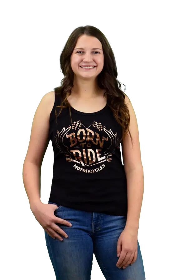 Ladies Born To Ride Handlebars Tank Top 1