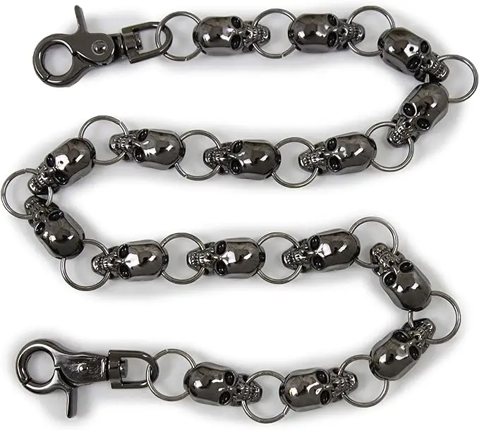 Biker Chain With 15 Skulls Gunmetal 1