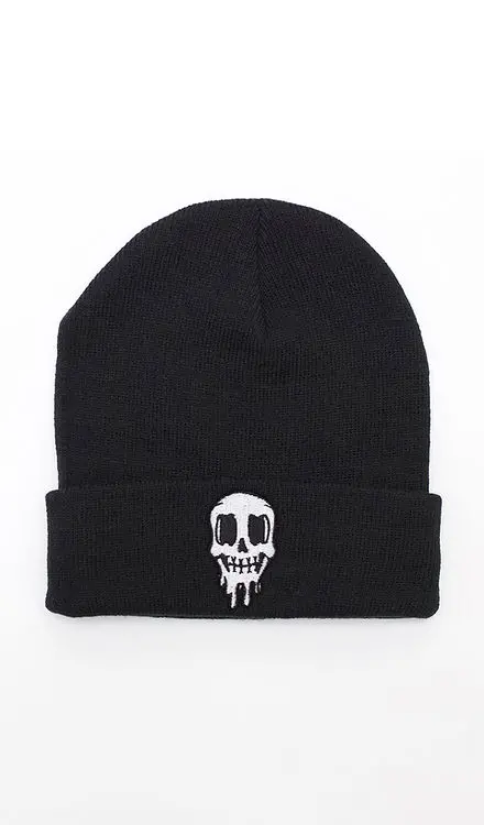 Drip Skull Beanie Black 1