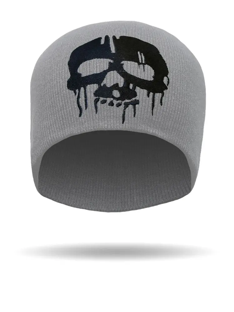 Drip Skull Beanie Gray 1