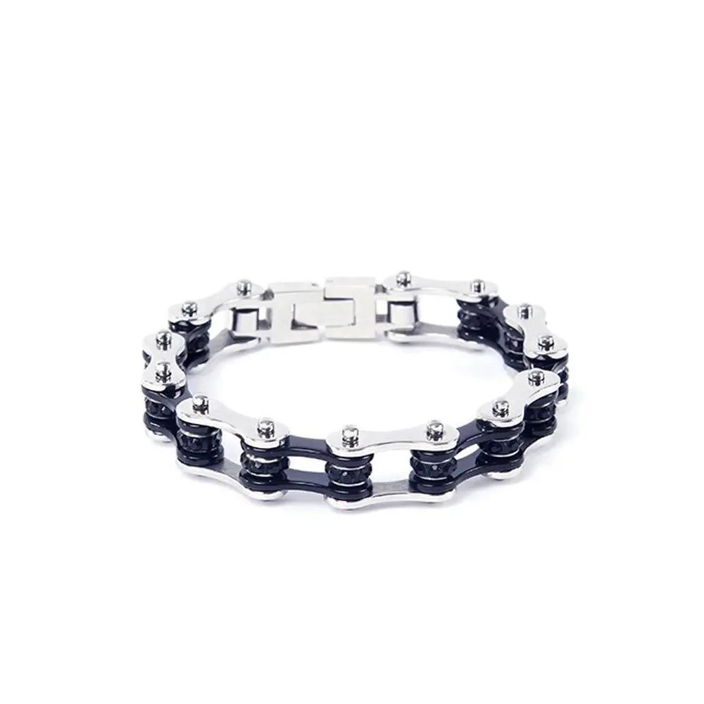 Bk Link Ss Bracelet W/Bk Stone 1