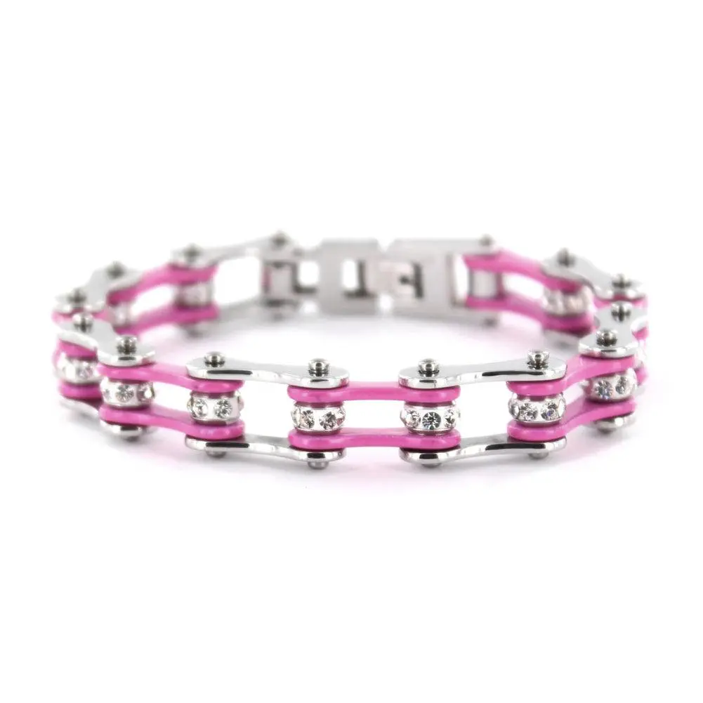 Link Bracelet With Pink Stones 1