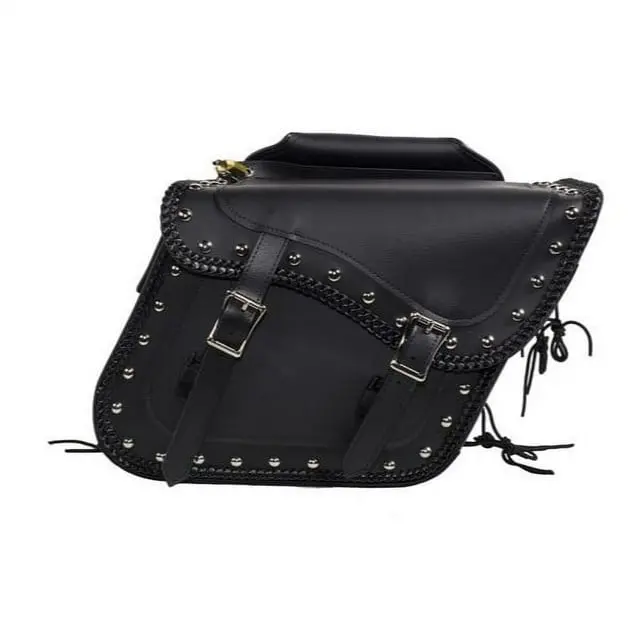 Leather Saddlebags With Studs And Braids 4065 1