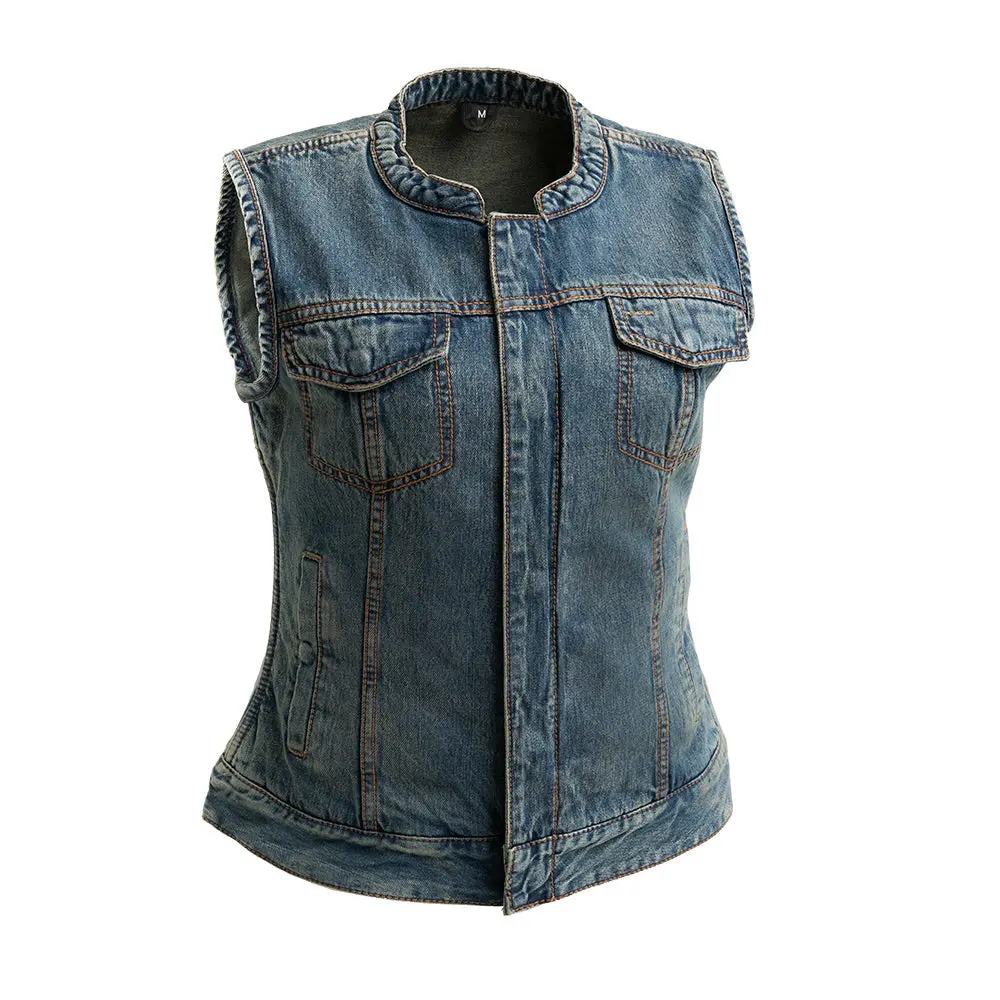 Ladies Lexi Blue Denim Vest 1