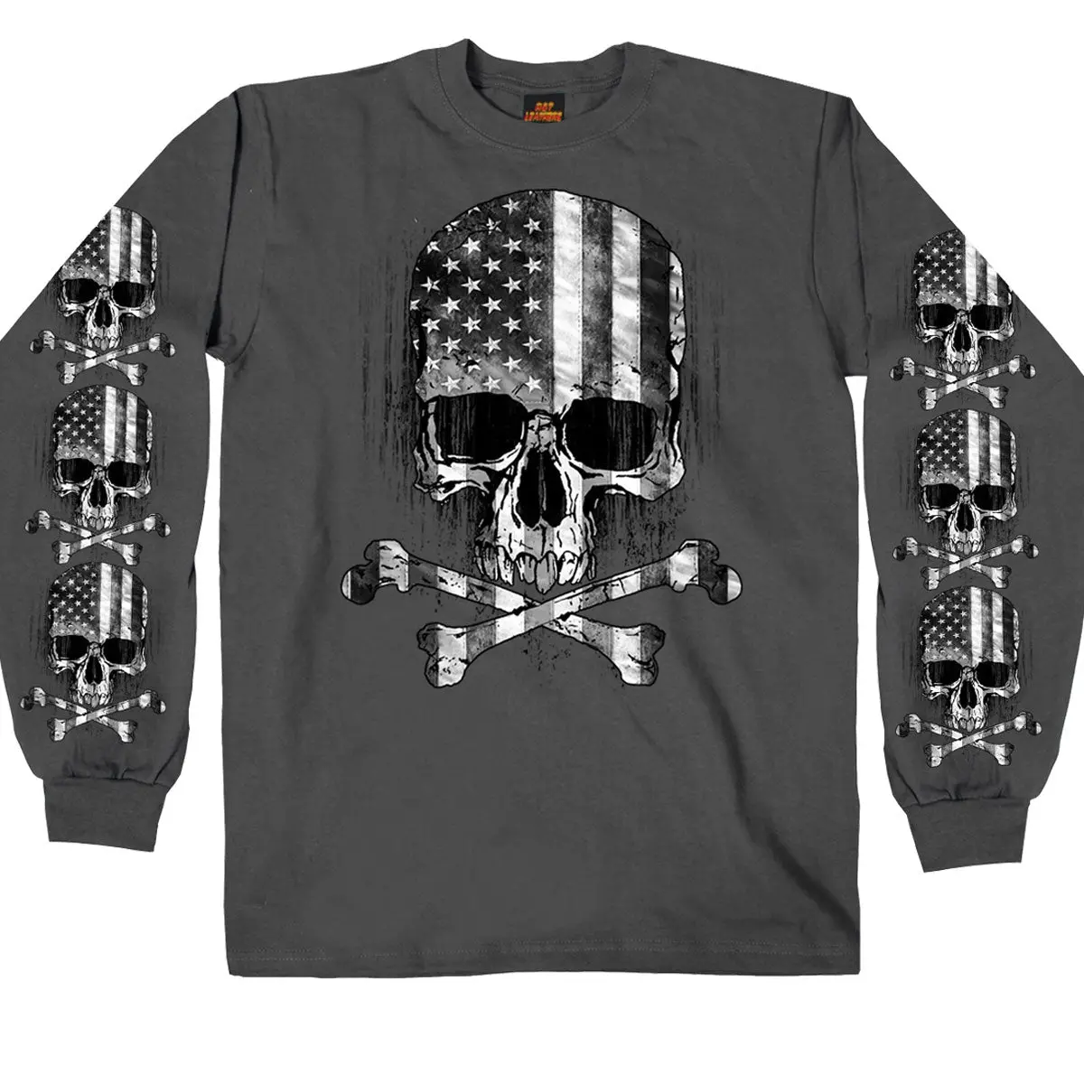 Men's Long Sleeve Flag Skull Shirt 1
